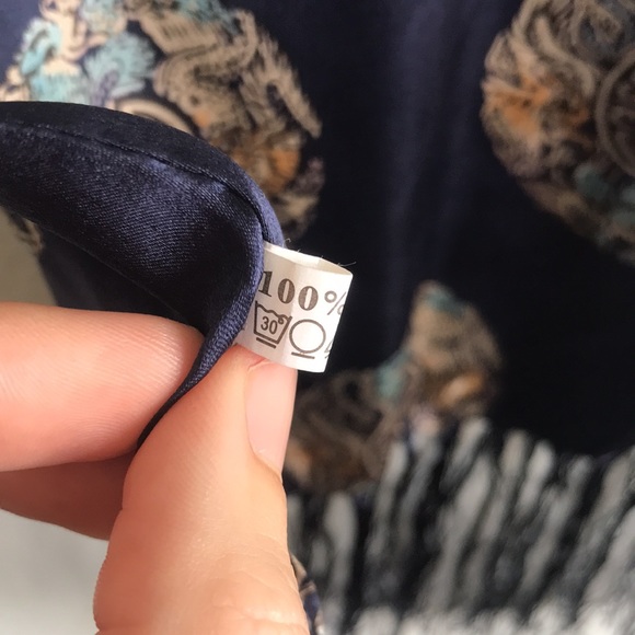 100% Silk Scarf Navy Blue Dragon Motif Double Sided Scarf - Picture 5 of 9